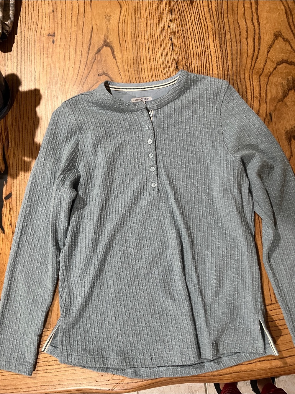 Women's Henley Aqua/Sage Color Med.